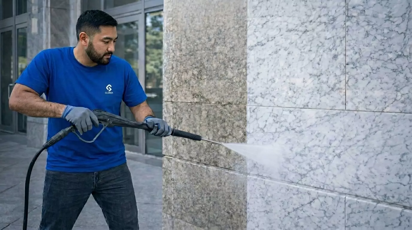 ترميم واجهة من الرخام